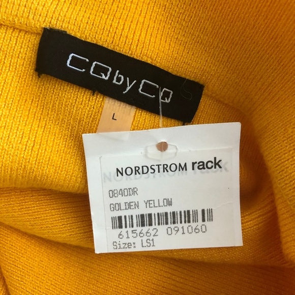 CQbyCQ Yellow Knit Bodycon Off Shoulder Midi Dress Large - Picture 12 of 12